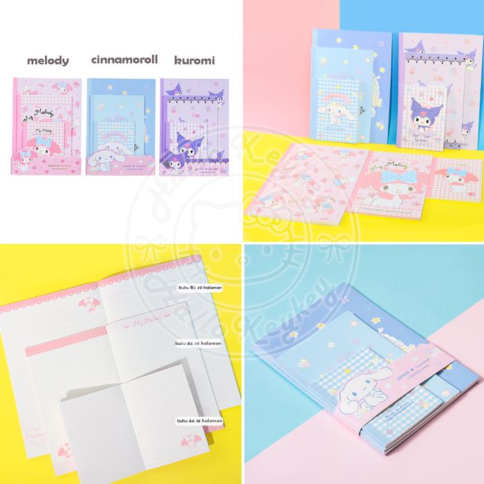

PROMO! set buku tulis 3 ukuran melody cinnamoroll kuromi original sanrio