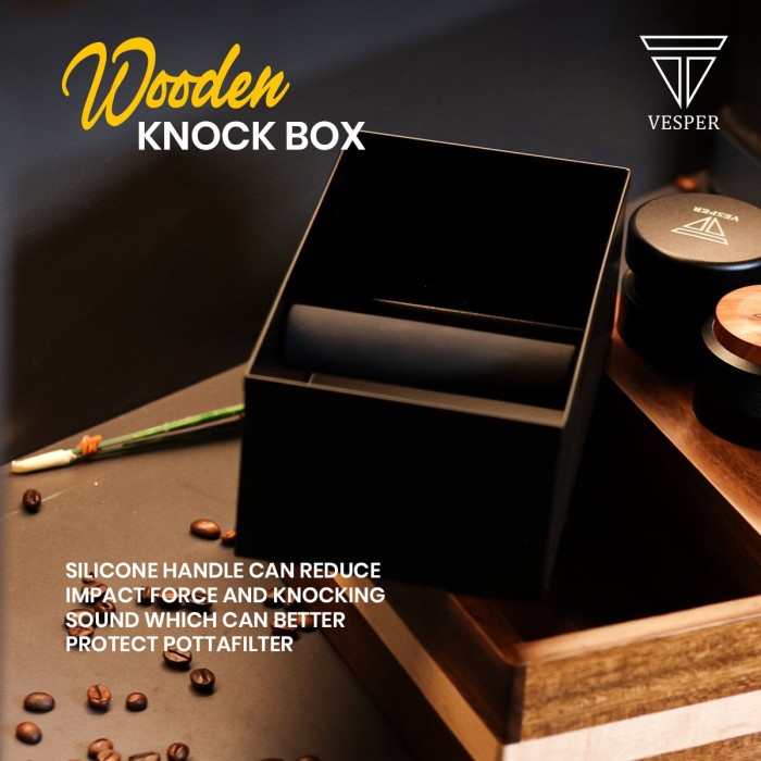 PALING MURAH. WOODEN ACACIA KNOCK BOX STORAGE COFFEE GROUNDS SET 4IN1 / BOX KAYU TEMPAT ALAT KOPI