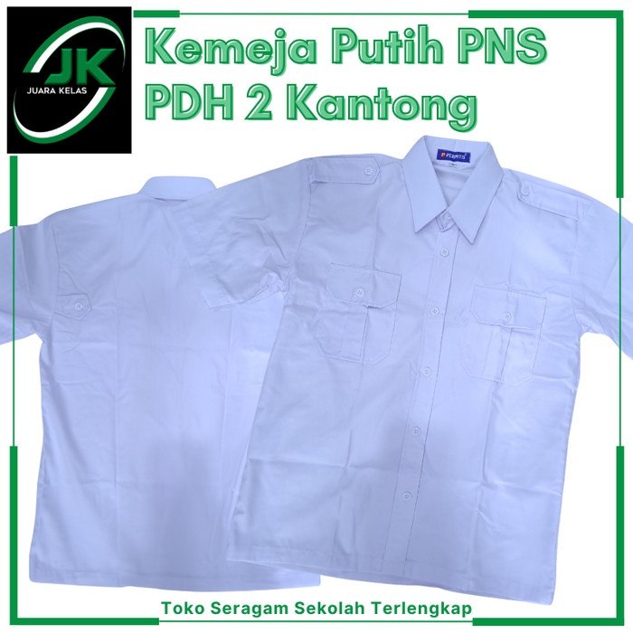 Terlaris Kemeja Putih PNS PDH Lengan Pendek Baju kantong dua atas Pria Wanita SALE