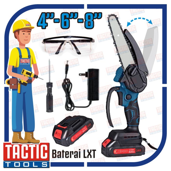 Mesin Gergaji Chainsaw Cordless 8" Electric Chainsaw Cordless 6" 21V