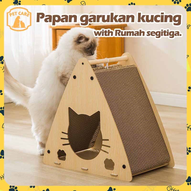 Rumah kucing tahan lama dan tidak menghasilkan sarang kucing gergajian yang tahan mengikis kardus