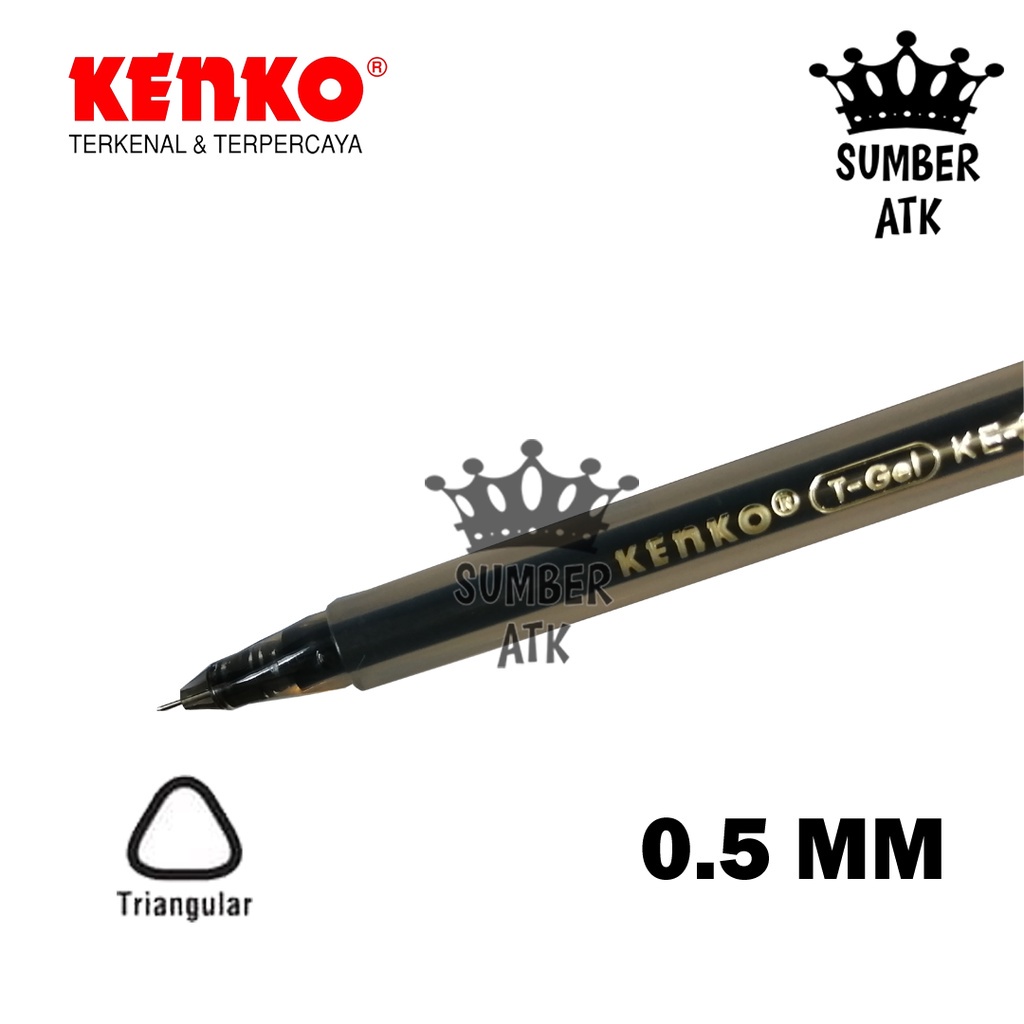 

Gel Pen Ke-303 T-Gel Triangular 12 Pcs ( 1 Lusin ) Kenko / Pulpen / Pena 0.5 Mm Black Biru Red White