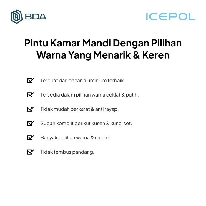 B A R U Icepol Pintu Kamar Mandi Aluminium Pintu Alumunium Full Set Pintu Kaca Aluminium Kamar Mandi