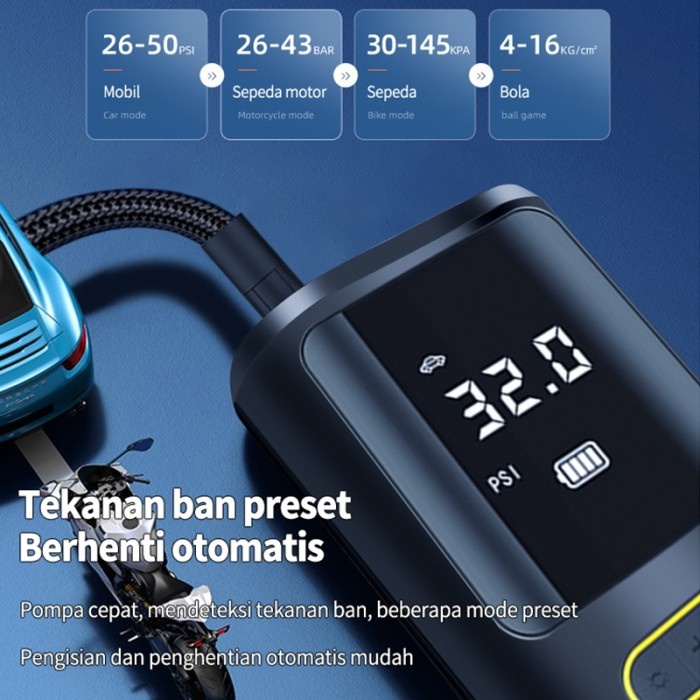 Pompa Ban Electric Air Pump Inflator Portable Usb Lighter Pompa Ban Motor Pompa Sepeda Mobil Pompa