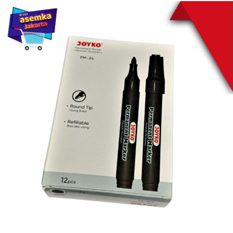 

Spidol Joyko Permanent Marker Isi 12Pcs