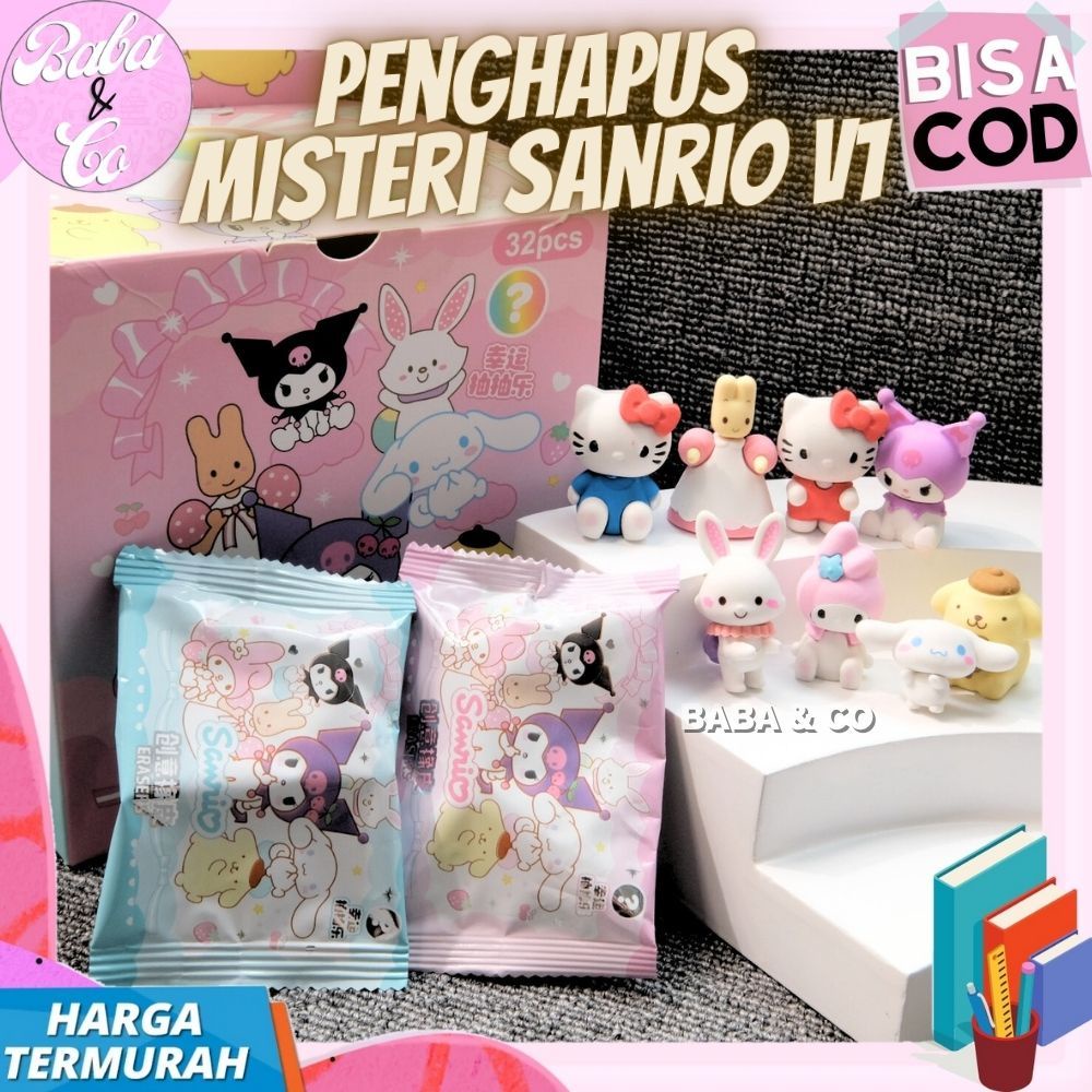 

Penghapus Sanrio Mystery Bag 1 Box Isi 32 Pcs Penghapus Misteri Pack Sanrio Imut Unik Lucu Cod