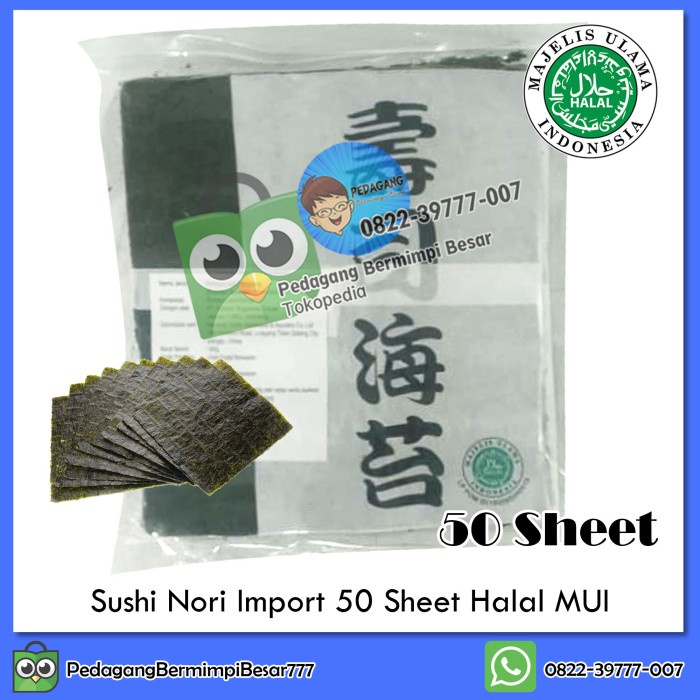 

Sushi Nori Import Halal MUI 50 Sheet Rumput Laut Sushi Nori Sushi