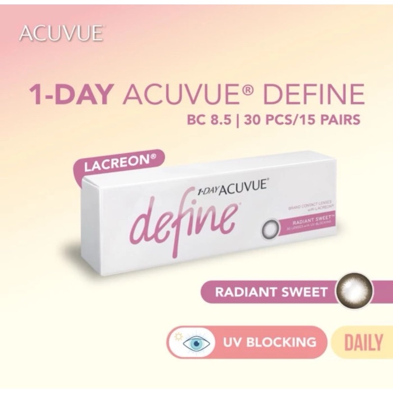 UM1 Softlens Acuvue Define Radiant Sweet 30 pcs / 1 Day Acuvue Define / Softlens Warna Harian Acuvue