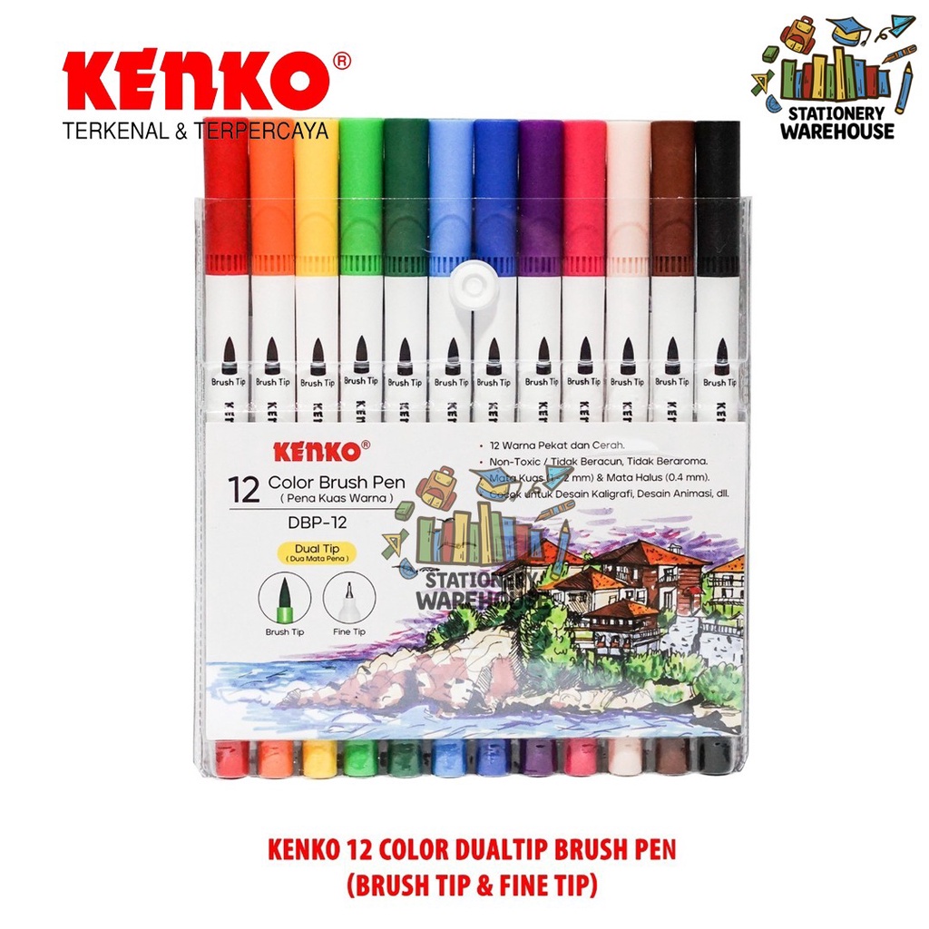 

Color Brush Pen / Pena Kuas Warna KENKO DBP-12 / 12 Warna / Color