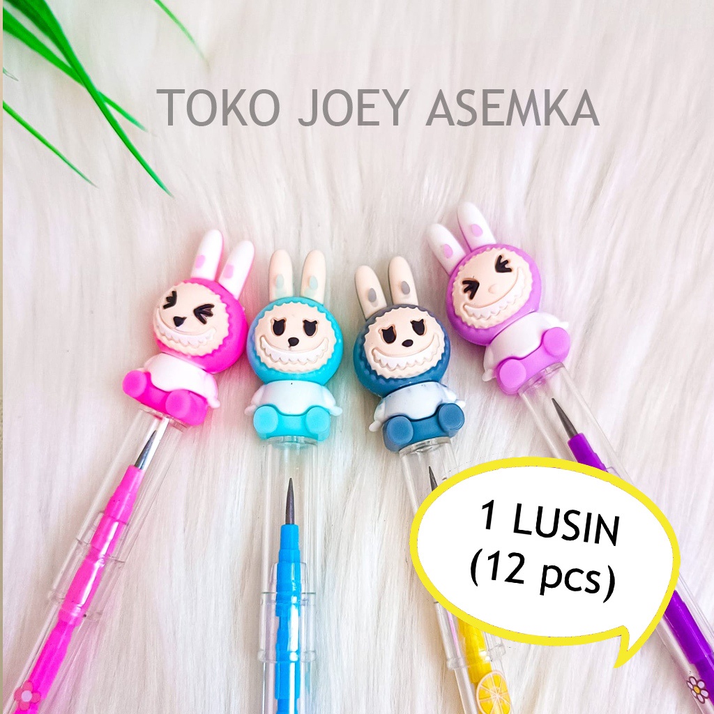

(12 PCS) PENSIL SUSUN LABUBU LANTU BENSIA BISA DIISI ULANG PENCIL PELURU LISA BLACKPINK