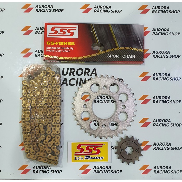 Gear Set SSS Supra X 125 / Blade / Revo & Rantai SSS 415 HSB Gold