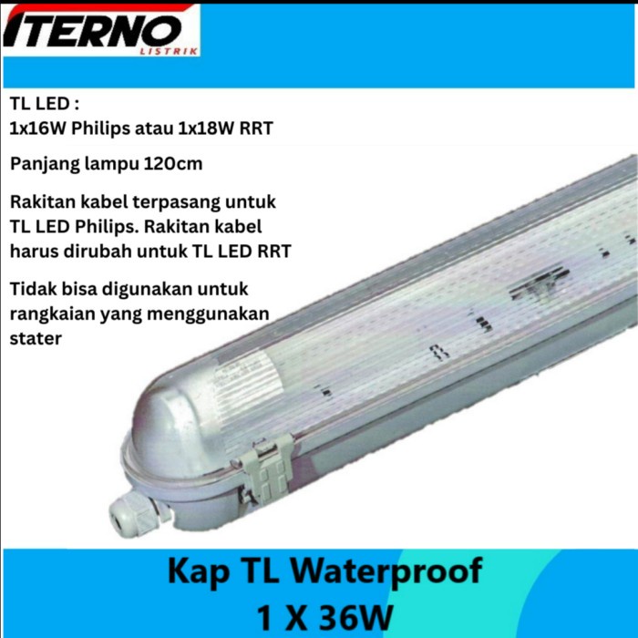 Kap Lampu Waterproof 1x36 1x36W TL LED 1x16W IP65