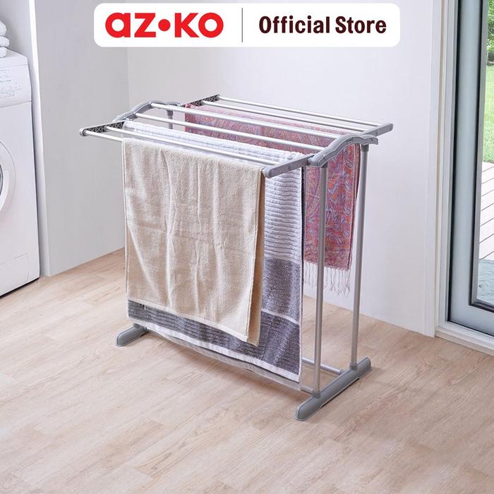ora Jemuran Handuk Lipat 9 Bar Aluminium AbuAbu Tempat Jemur Anduk Drying Rack Gantungan Kain Lap