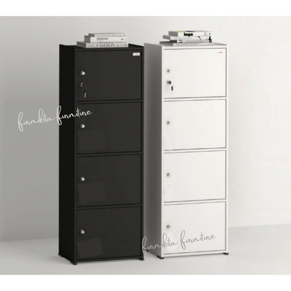 RAK BUKU KAYU SERBAGUNA KUNCI / LEMARI HELM / LEMARI BAJU