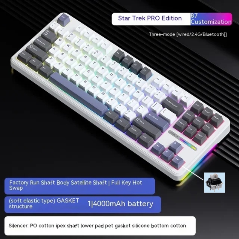 Aula F87 Pro/F87 2.4G/Usb/Bluetooth Wireless Keyboard 87 Key Rgb Pbt Gaming Mechanical Keyboard