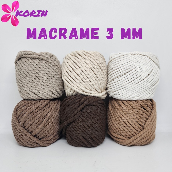 

[PART1] Tali Katun Makrame Warna 3mm 100gr / Macrame Cotton Rope Colors / Benang Macrame