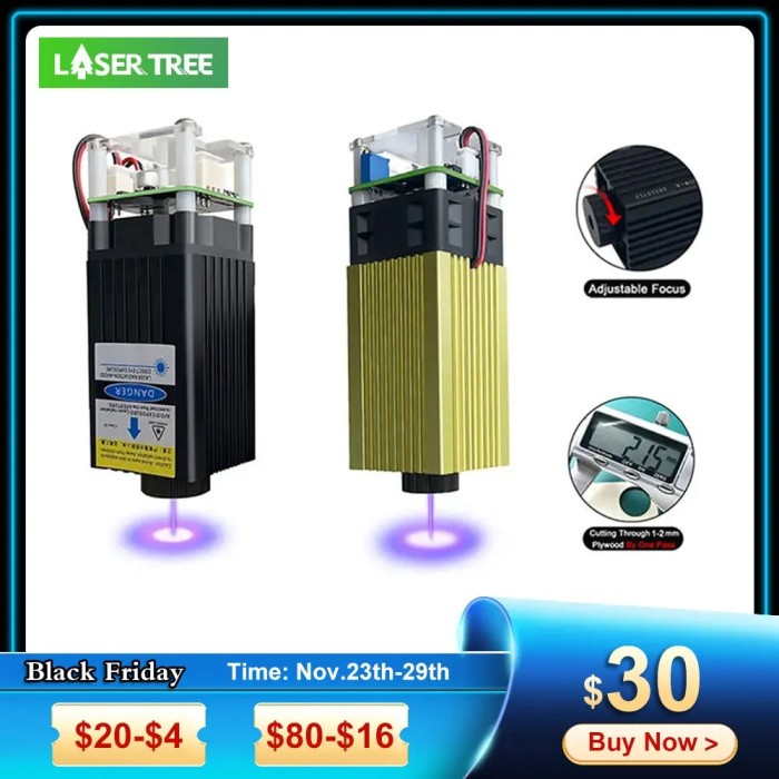LASER TREE 20W Laser Module 450nm 40W TTL Blue Light Laser Engraver