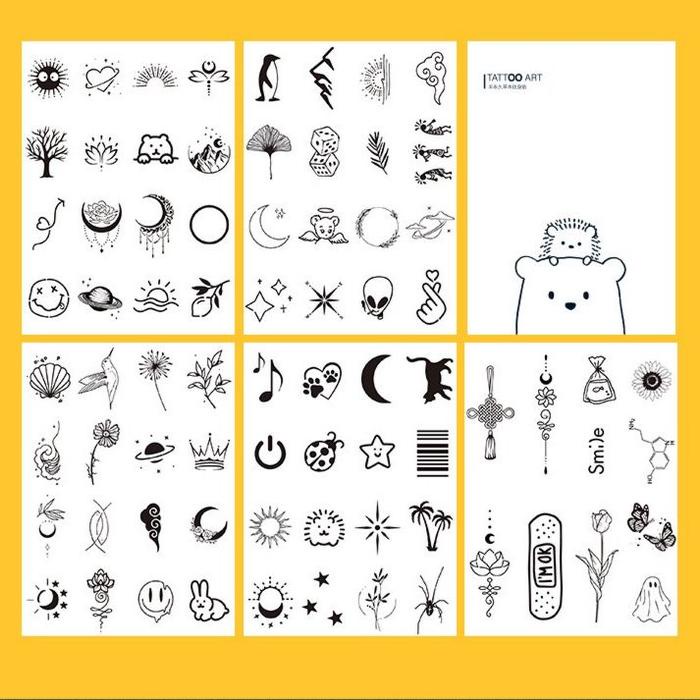 New [MILOLI] 5Pcs STIKER TATTO WATERPROOF Cute Cartoon Tato Lucu Elegant Aesthetic Korea - F0224