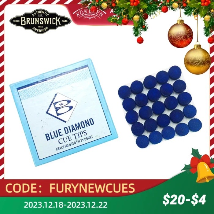 Blue Diamond Brunswick Snooker Cue Tip Billiards Stick Kit Tip
