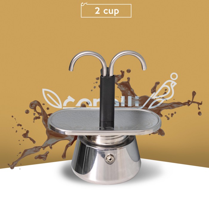 

2 Cup Mokapot Durano Stainless Moka Pot Mini Espresso Coffee Maker