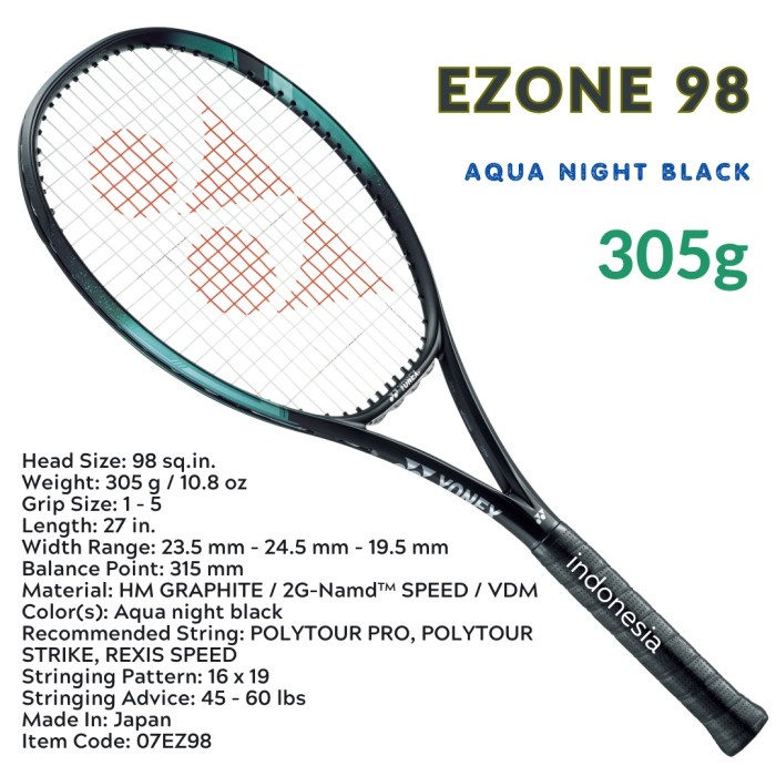 Terlaris Yonex EZONE 98 305g Aqua night black - raket tenis SALE