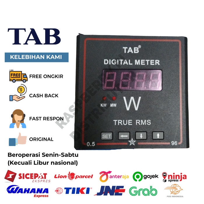 TAB DIGITAL W&KW METER POWER WATT METER 96X96 3P3W VIA CT