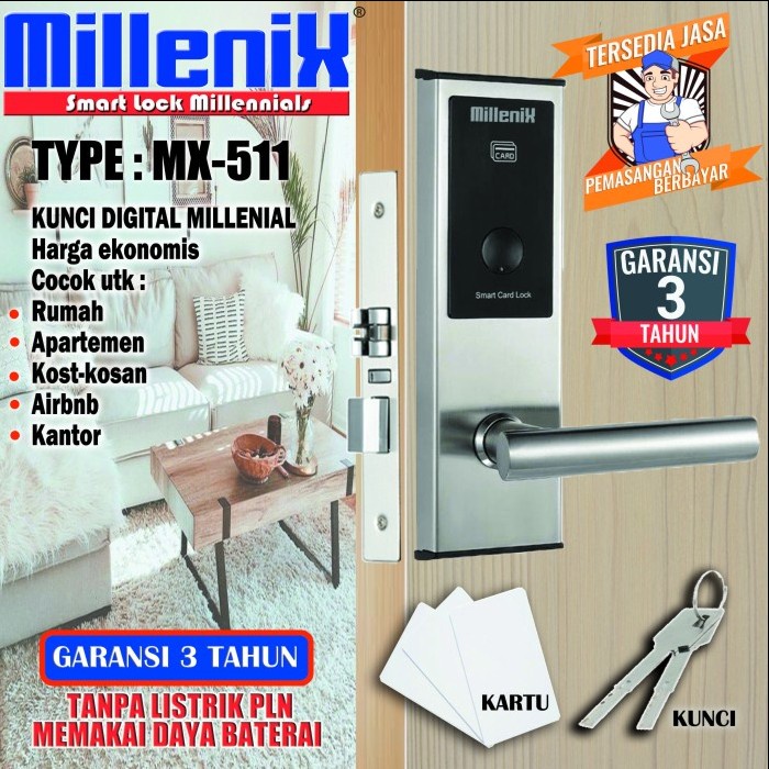 KUNCI PINTU DIGITAL MILLENIX MX-511, KARTU & KUNCI