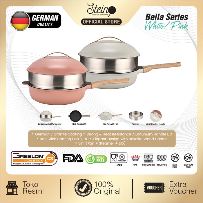 YukBuruanPromobanyak- STEIN Bella series Kukusan panci Granite Coating Greblon German