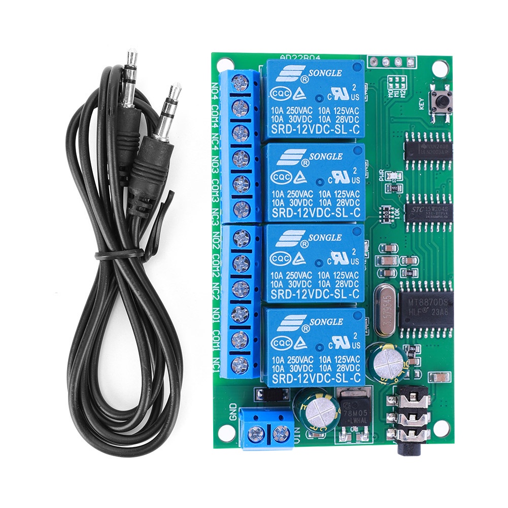 MONEYRAIN AD22B04 4 Channel DTMF Audio Signal Decoding Relay Non-Locking/Self-Locking/Interlocking/T