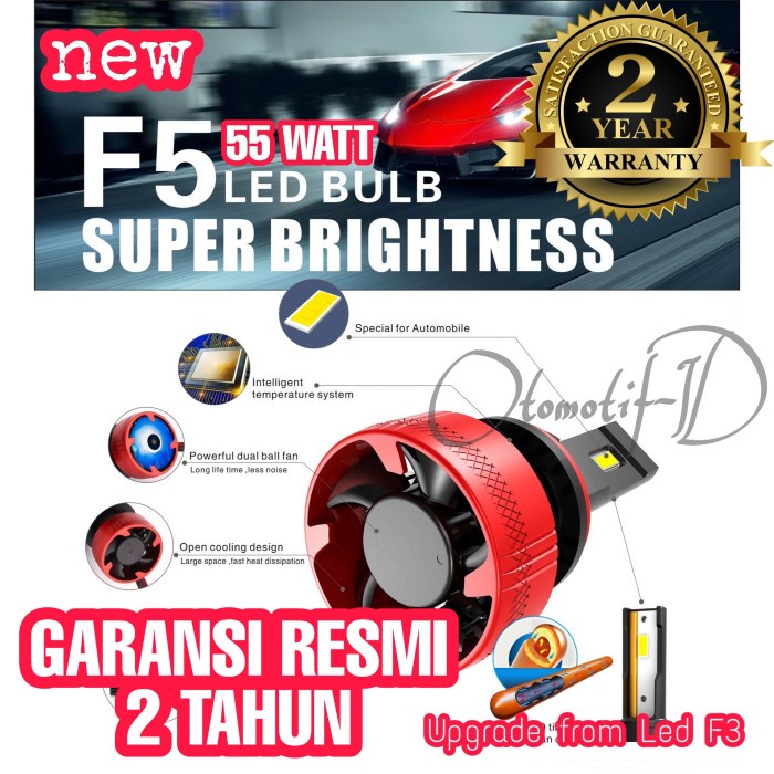 Lampu Mobil Led F5 Canbus Premium H1 H7 H8 H9 H11 H16 Hb3 Hb4 Hir2 55W