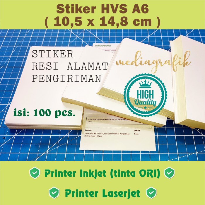 

New Kertas STIKER HVS A6 (10,5 x 14,8 cm) Label Alamat Pengiriman OLSHOP