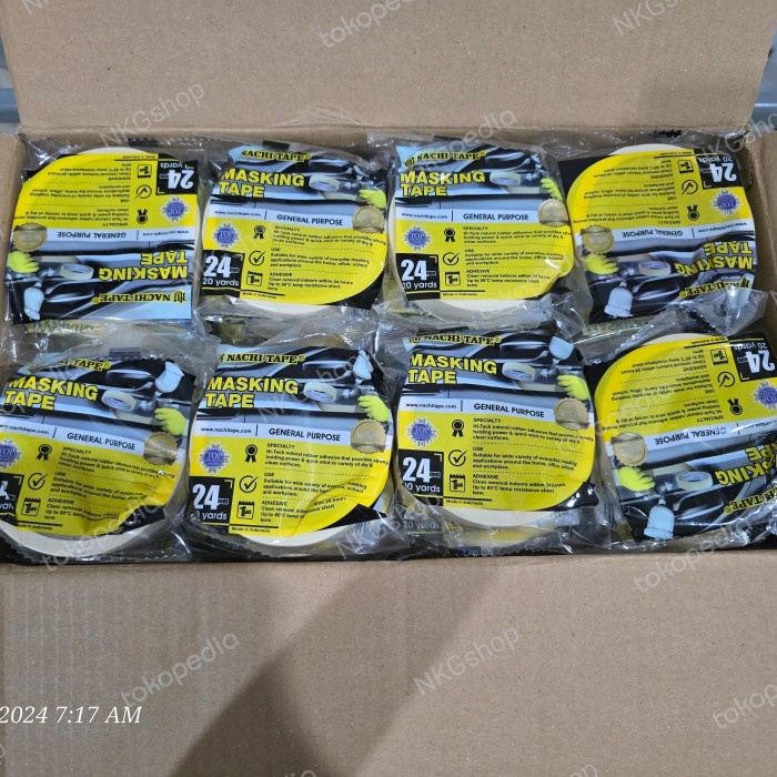

New Masking tape/Lakban kertas Nachi 1inch 24mm x 18mtr(min 1dus = 96roll)