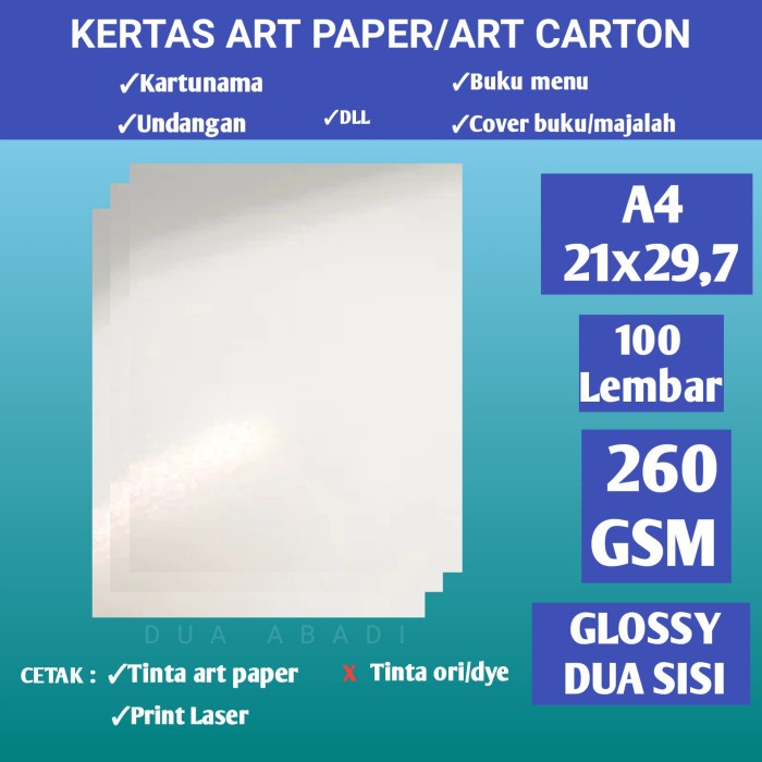 

New Kertas art carton/art paper 260 gsm isi 100 lembar A4
