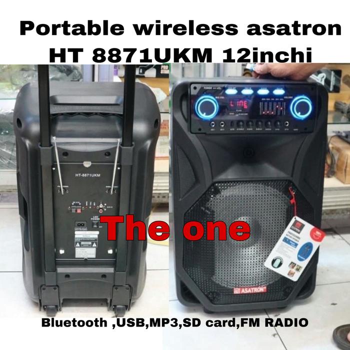 SPEAKER PORTABLE WIRELESS MEETING ASATRON HT 8871UKM 12inchi.BLUETOOHT Unit Baru/Segel - Garansi
