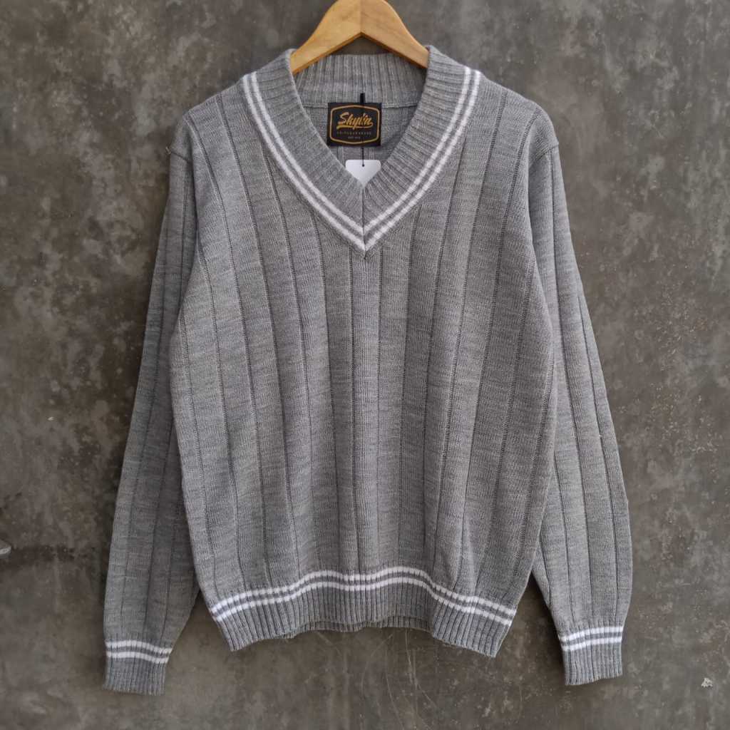 Vneck Classy Long sleeve SKYLIN - Sweater Vneck Pria Wanita Premium