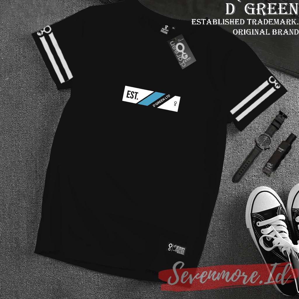 D`GREEN Tshirt Putih Original Pria Wanita Logo Monochrom - Kain Katun / Kaos Greenlight Original /