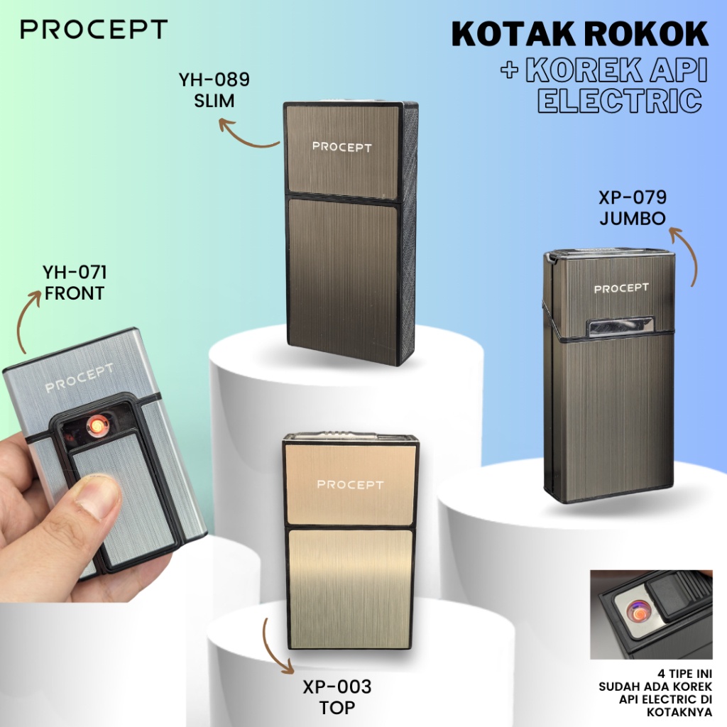 UM1 ProCept Kotak Rokok Dengan Korek Api Electric Rokoko Lintingan Tingwe Anti Air Anti Lembab