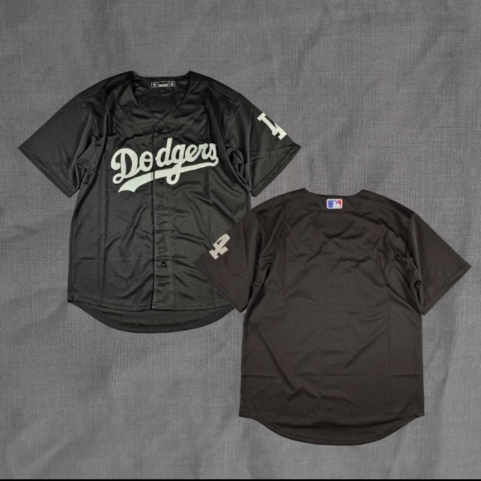 BORDIR Baju Jersey Baseball Los Angeles LA Dodgers Hitam Bordir
