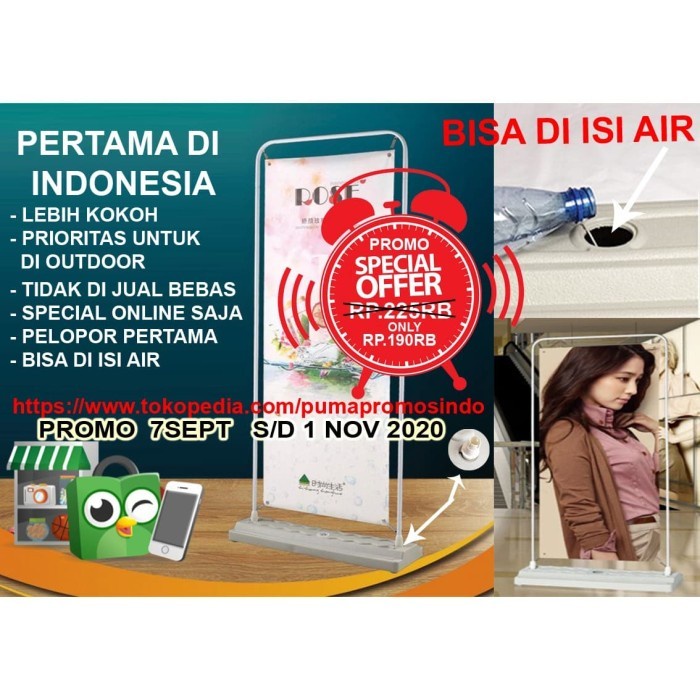 

NEW TRIPOD DOOR FRAME STAND UK 60X160 ( BISA DI ISI AIR ATAU PASIR)