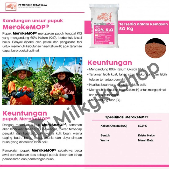 Pupuk Meroke Mop Kcl 50 Kg Kemasan Pabrik Via Gosend Grab