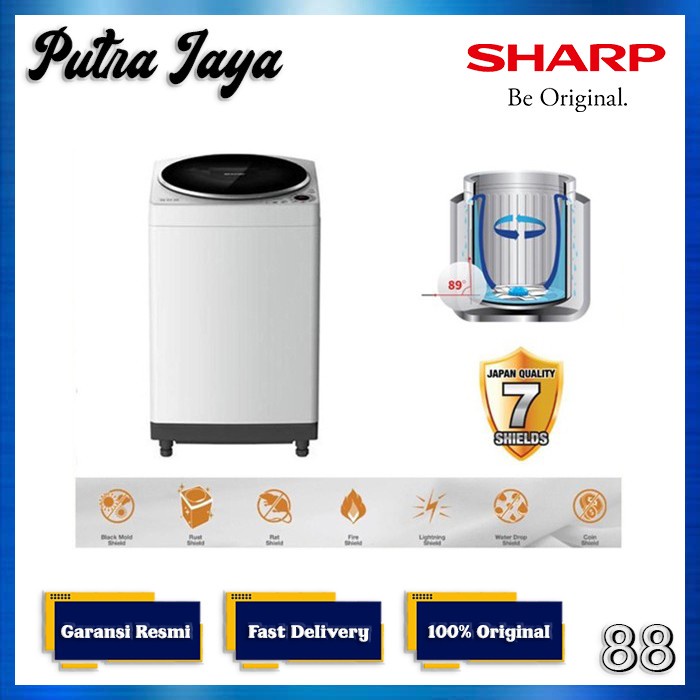 Sharp Mesin Cuci 1 Tabung 8KG ESM 809 TGG / ES M809T GG / ESM809T