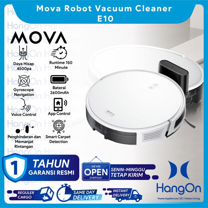 Mova E10 Robot Vacuum and Mop 4500Pa Penyedot Debu Sapu dan Pel Lantai