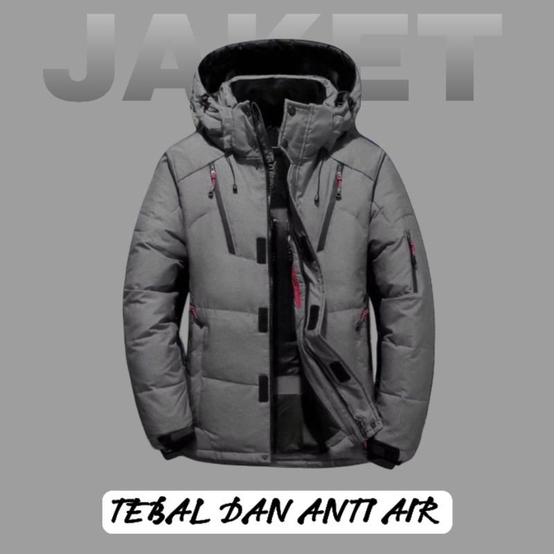 Jaket Anti Air Pria Wanita Tebal Waterproof Windproof Winter Puffer Musim Dingin Gunung Pendaki