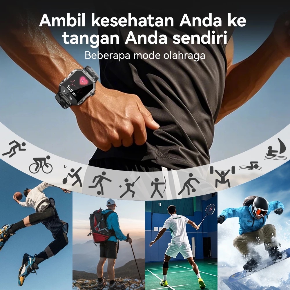 Terbaru Huawei Outdoor Smart Watch H19 Original Waterproof Smartwatch Waterproof Men Sports Fitness