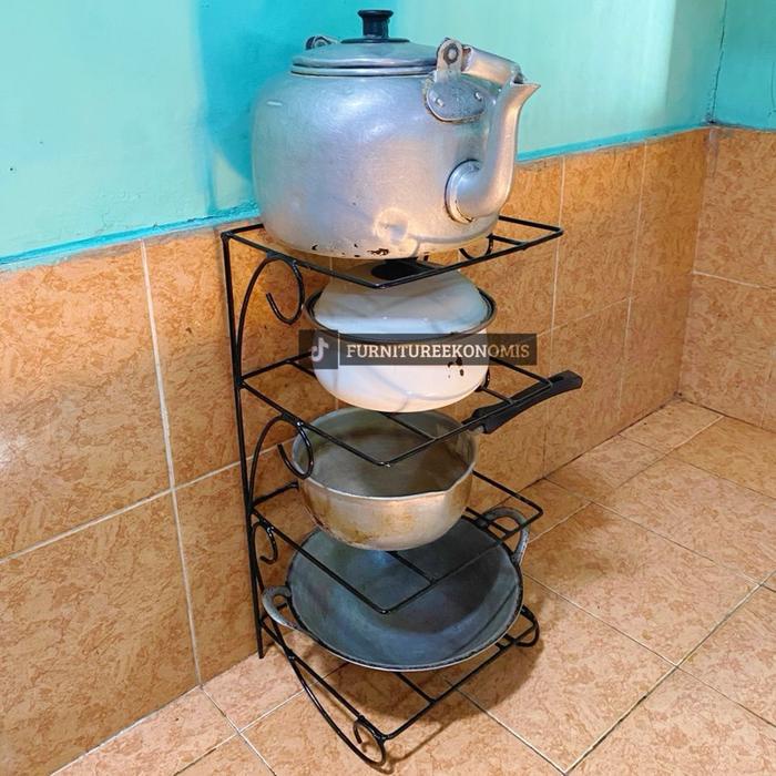 Rak Panci Susun Rak Penyimpanan Dapur Rak Wajan Susun Serbaguna