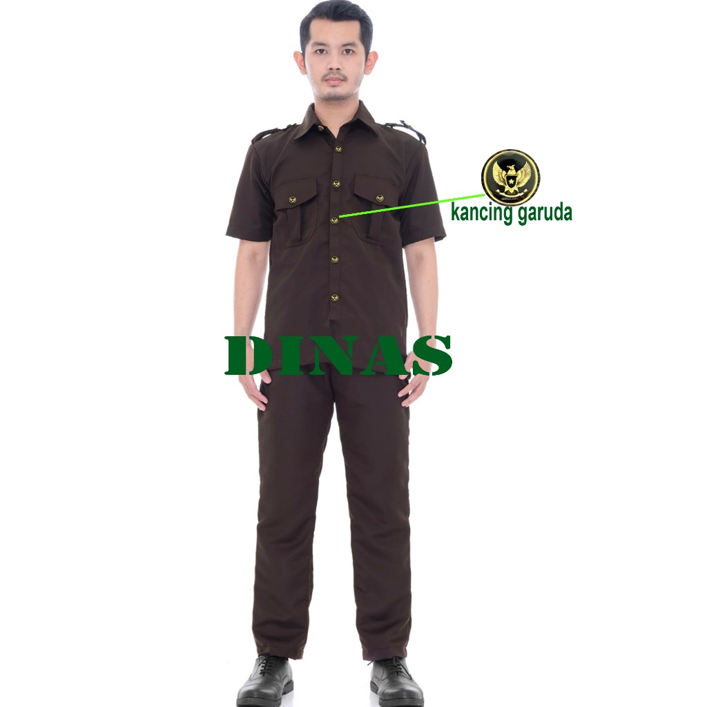Seragam security satpam seragam safari coklat tua tangan pendek dan panjang