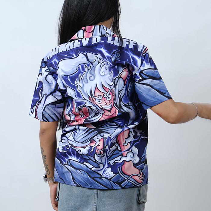 Zeno-Baju KEMEJA KEKINIAN PRIA WANITA DOWEAR MOTIF LUFFY GEAR 5 ONE PIECE 038 Printing