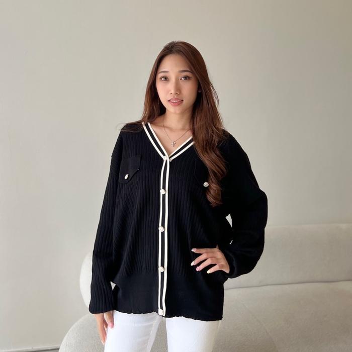 Hot Sale Posie Knit Top Lengan Panjang / Sweater Jumbo Kancing/ Sweater Bigsize Original