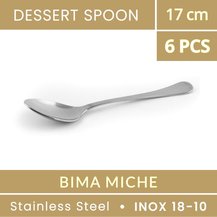 Sendok Stainless Steel 17 CM BIMA Miche Dessert Spoon Hampton Series - Set (6 pcs)