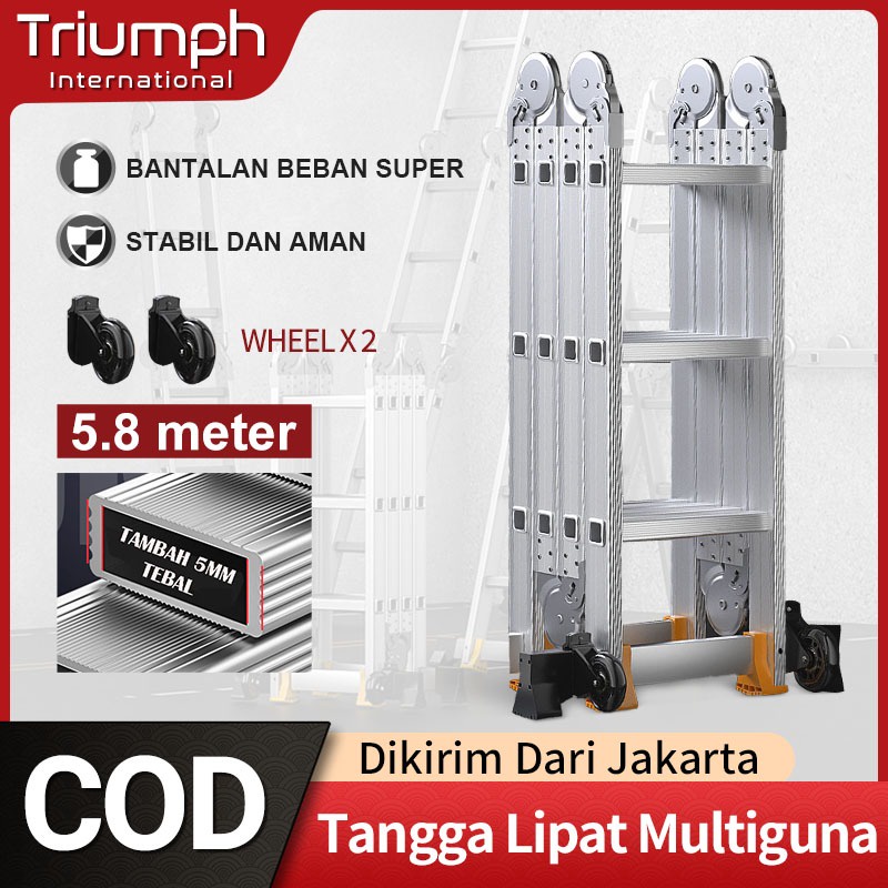 3.7M/4.7M/5.8M Tangga Lipat Tangga Aluminium Tangga Multifungsi Tangga Dekorasi Tangga Lipat